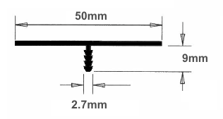 50mm PVC Board T Barbed from Stock Plastic Profiles